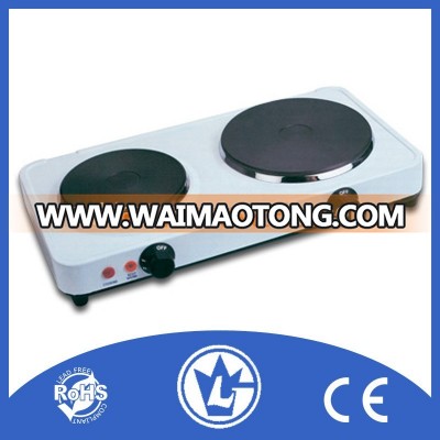 Electric Stove Double Burner Hot Plate (With Lid), Electric Cooker with Cast Iron Heating Element